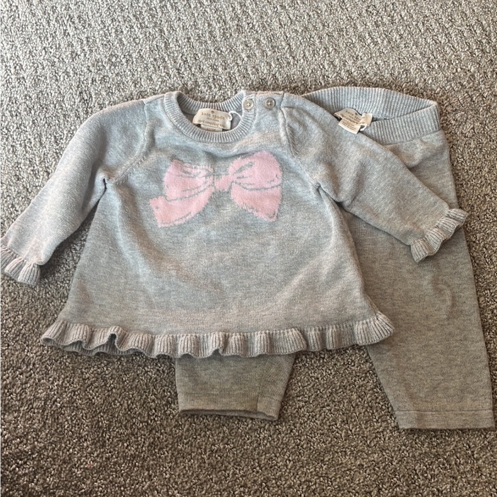 Kate spade bow ruffle edge sweater set